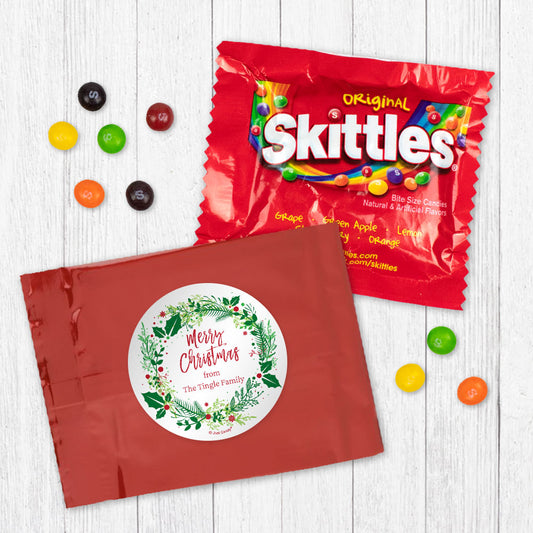 Personalized Christmas Botanicals Candy Favor Bag - M&Ms or Skittles