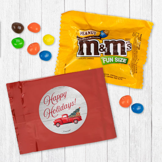 Happy Holidays Red Truck Candy Favor Bag - M&Ms or Skittles