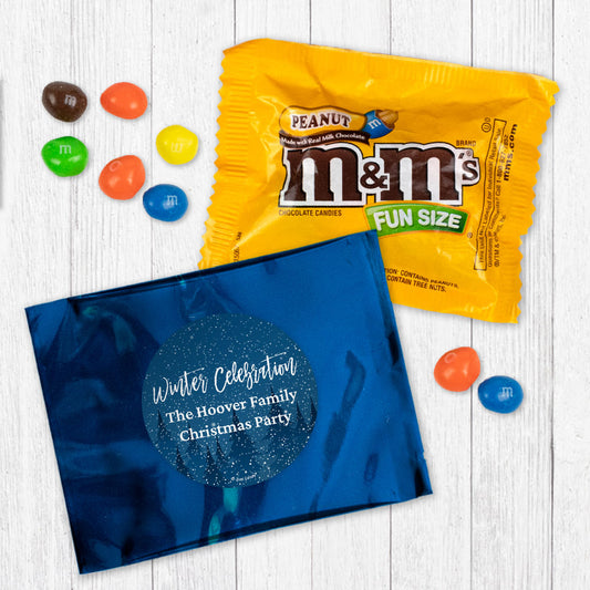 Personalized Winter Celebration Candy Favor Bag - M&Ms or Skittles