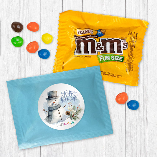 Watercolor Snowman Christmas Candy Favor Bag - M&Ms or Skittles