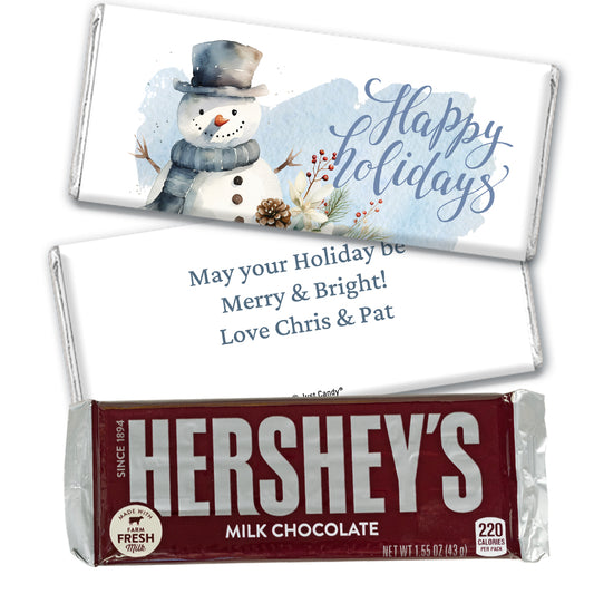 Personalized Happy Holidays Snowman Chocolate Bar & Wrapper