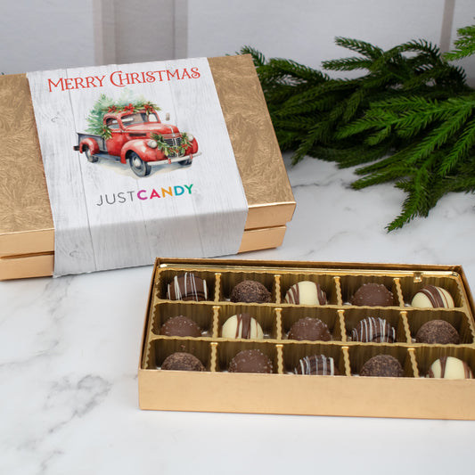 Merry Christmas Red Truck Truffle Gift Set