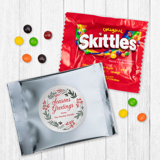 Personalized Christmas Ombre Wreath Candy Favor Bag - M&Ms or Skittles