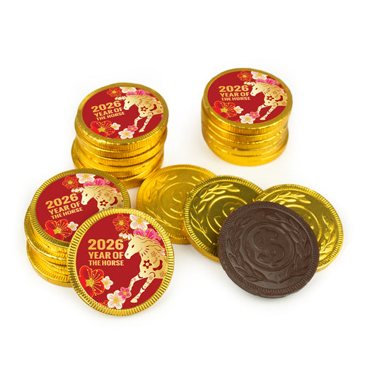 Chinese New Year Plum Blossoms Chocolate Coins with Stickers