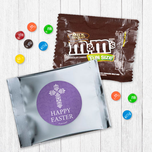 Personalized Easter Purple Cross Candy Favor Bag - M&Ms or Skittles