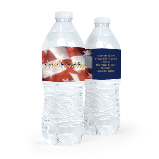 Personalized Independence Day Patriotic Flag Water Bottle Labels (5 Labels)
