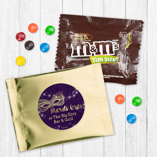 Personalized Mardi Gras Golden Elegance Candy Favor Bag - M&Ms or Skittles