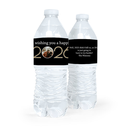 Personalized New Year's Eve Photo Water Bottle Sticker Labels (5 Labels)
