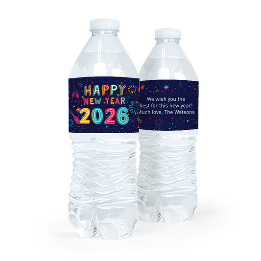 Personalized New Year's Eve Festivities Water Bottle Sticker Labels (5 Labels)