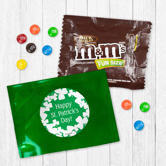Personalized Happy St Patricks Day Watercolor Clovers Candy Favor Bag - M&Ms or Skittles