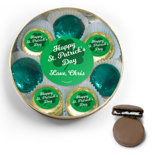Personalized St. Patrick's Day Chocolate Covered Oreo Cookies Gift Tin