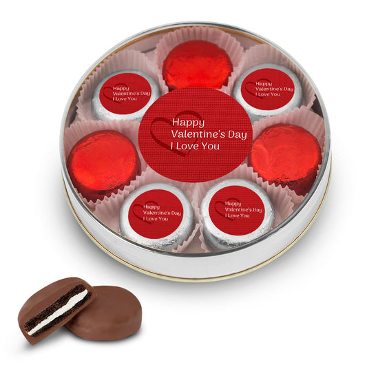 Valentine's Day Hearts Chocolate Covered Oreo Cookies Gift Tin