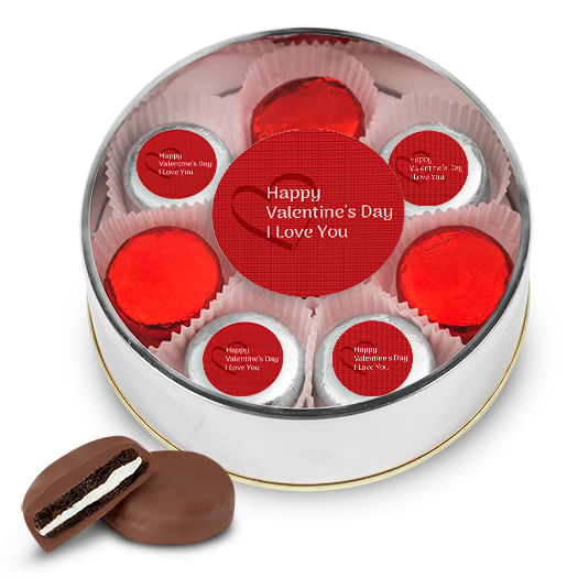 Valentine's Day Hearts Chocolate Covered Oreo Cookies Gift Tin