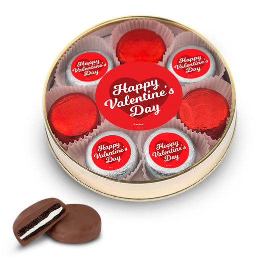 Valentine's Day Script Heart Chocolate Covered Oreo Cookies Gift Tin