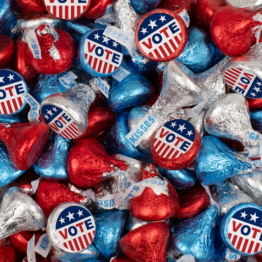 Assembled Patriotic Election Vote! Stickers and Hershey's Kisses 13.6oz Bag 85ct