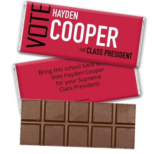 School Election Campaign Personalized Hershey's Milk Chocolate Bar Vote in Text