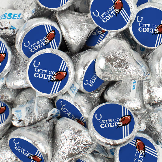 Assembled Let's Go Colts Stickers and Hershey's Kisses Candy 13.6oz Bag 85ct