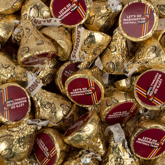 Assembled Let's Go Washington Football Team Stickers and Hershey's Kisses Candy 13.6oz Bag 85ct