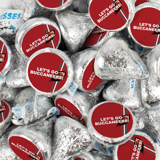 Assembled Let's Go Buccaneers Stickers and Hershey's Kisses Candy 13.6oz Bag 85ct