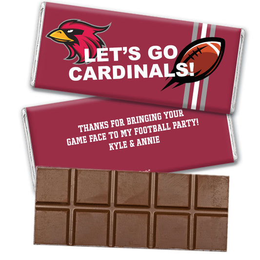 Personalized Football Party Let's Go Cardinals Hershey's Milk Chocolate Bar and Wrapper