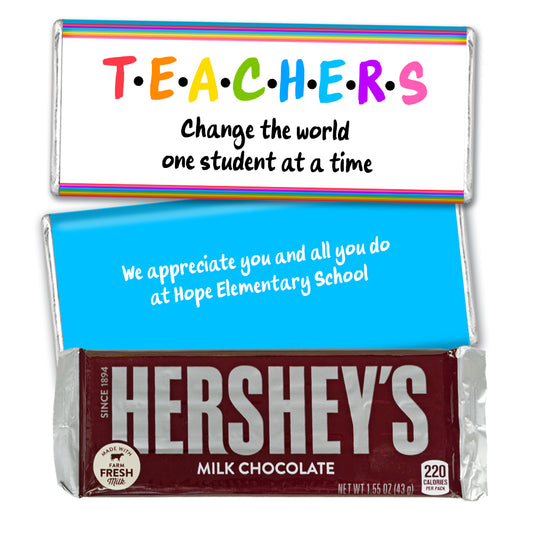 Personalized Teacher Appreciation Colors Hershey's Chocolate Bar and Wrapper