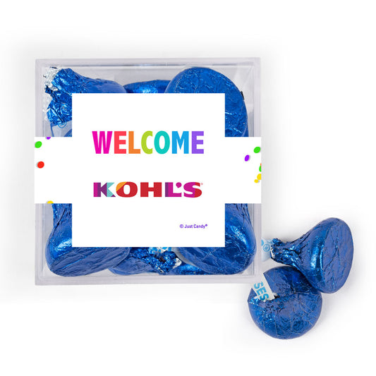 Personalized Welcome JUST CANDY® favor cube with Hershey's Kisses