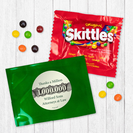 Personalized Business Thanks a Million Candy Favor Bag - M&Ms or Skittles