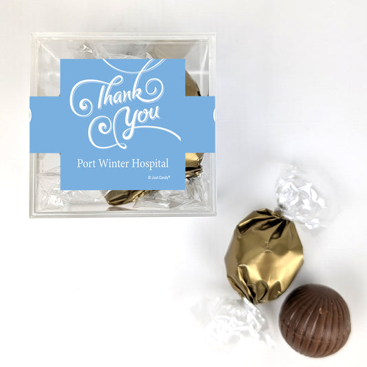 Personalized Thank You JUST CANDY® favor cube with Dubai Truffles - Swirls