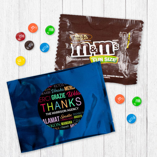 Personalized Business Thanks Languages Candy Favor Bag - M&Ms or Skittles
