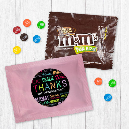 Personalized Business Thanks Languages Candy Favor Bag - M&Ms or Skittles