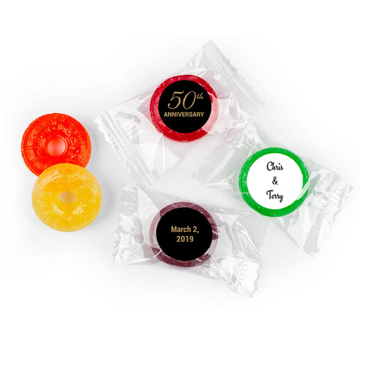 Anniversary Stickers Simple 50th Anniversary Personalized LifeSavers 5 Flavor Hard Candy (300 Pack)