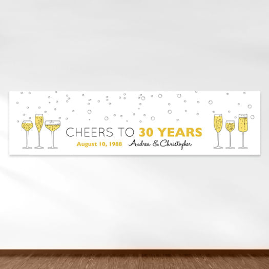 Personalized Cheers To Love Anniversary 5 Ft. Banner