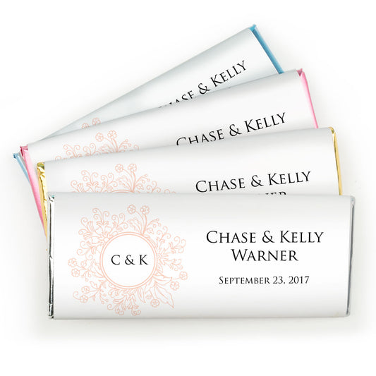 Wedding Favor Personalized Hershey's Milk Chocolate Bar Monogram Flower Seal
