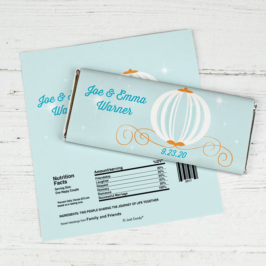 Wedding Favor Personalized Chocolate Bar Wrappers Cinderella Inspired Carriage