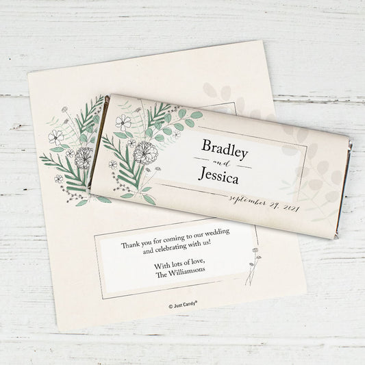 Personalized Wedding Romantic Flora Chocolate Bar Wrappers