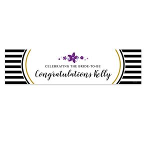Personalized Stripes & Flowers Bridal Shower 5 Ft. Banner