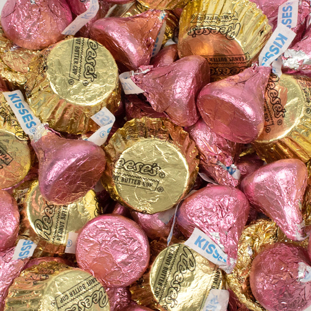 Pink Hershey's Kisses & Reese's Miniature Peanut Butter Cups
