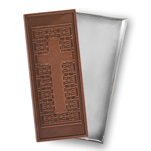 Embossed Religious Cross Belgian Milk Chocolate Bar (30 Pack)