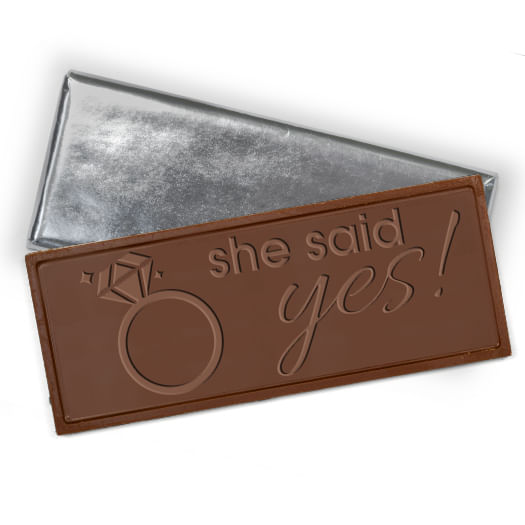 Embossed She Said Yes Belgian Milk Chocolate Bar (30 Pack)