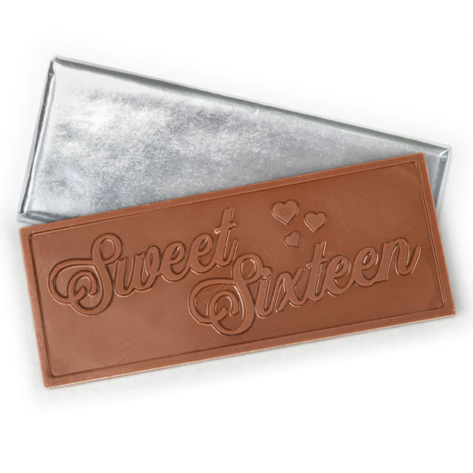 Sweet 16 Embossed Belgian Milk Chocolate Bar (30 Pack)