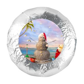 Christmas Tropical Snowman 1.25" Stickers (48 Stickers)