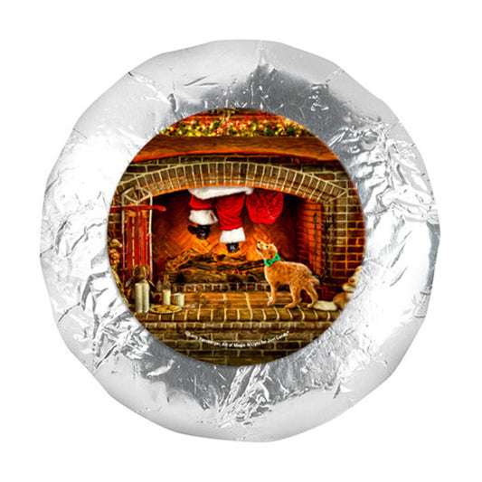 Christmas Santa's Puppy 1.25" Stickers (48 Stickers)