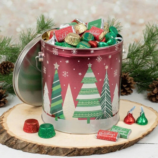 Personalized Hershey's Happy Holidays Mix Tin, Snowy Tree, 3.25 lb