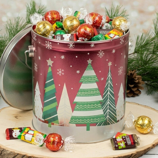 Snowy Tree Hershey's Miniatures and Lindt Truffles 3 lb Tin