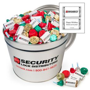 Digitally Printed Add Your Logo 13.5lb Tin - Hershey's Holiday Assortment