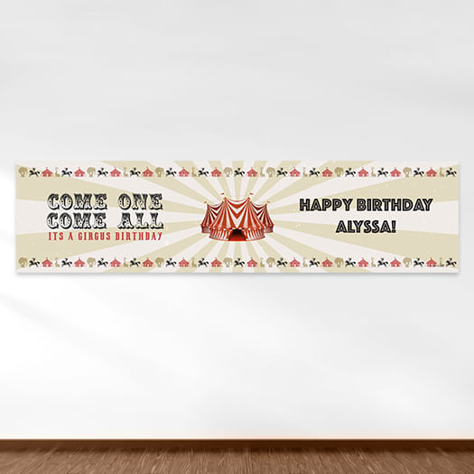 Personalized Circus Birthday 5 Ft. Banner