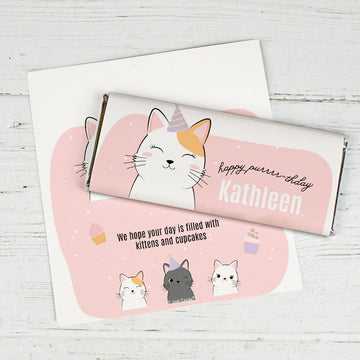 Personalized Cats Birthday Chocolate Bar Wrappers