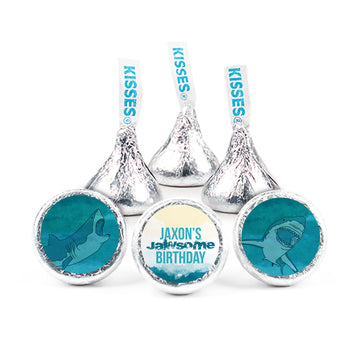 Personalized Shark Birthday 3/4" Stickers (108 Stickers) - Jawsome