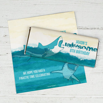 Personalized Shark Birthday Chocolate Bar Wrappers