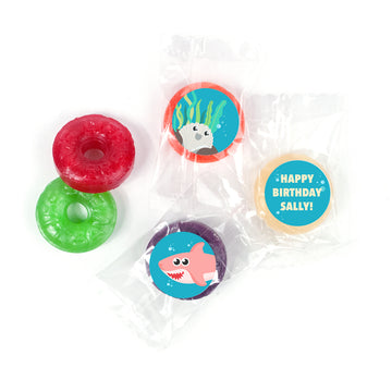 Personalized Shark Birthday Life Savers 5 Flavor Hard Candy - Pink Shark